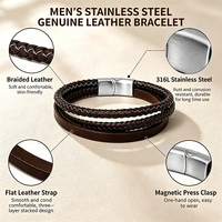 Nouvelle Arrivée Forever Season - Bracelet en Cuir Tressé Triple Couche pour Homme, Acier Inoxydable 316L, Véritable Cuir, Vente en Gros OEM