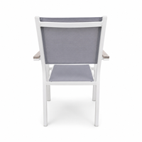 Chaise empilable en aluminium au design moderne avec siège Teslin durable pour les repas en plein air, restaurant, jardin, cour, hôtel et villa