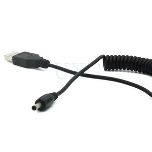 Plugue adaptador de alimentação 5V DC USB A macho para DC 3.5mm x 1.35mm macho cabo de mola enrolado cabo de fio 4FT