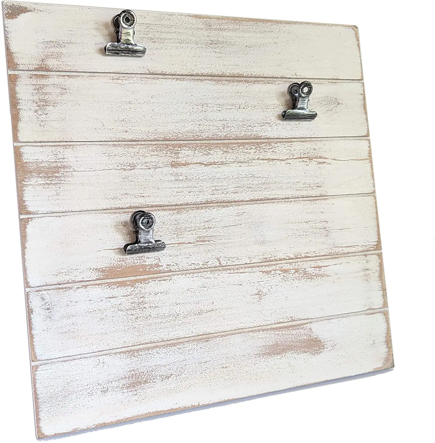 Shiplap Photo Display Board Picture Frame with Clips for 3 Photos