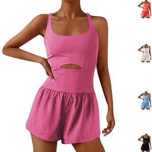 Mono deportivo de yoga para mujer, estilo europeo-americano, con espalda hermosa, tirantes dobles y ajuste ceñido. - Product Image 1