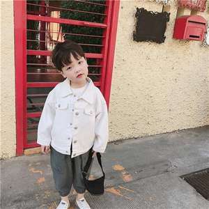 Nova chegada meninos e meninas infantis boutique sólida denim casaco casual jeans jaqueta roupas para crianças - Product Image 5