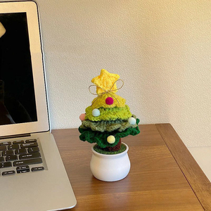 Handmade Cotton Yarn Knitted <strong>Christmas</strong> <strong>Tree</strong> Ornament <strong>Mini</strong> Crochet Xmas <strong>Tree</strong> for Home Room Desktop Party Unique Doll Shape Gift - Product Image 5