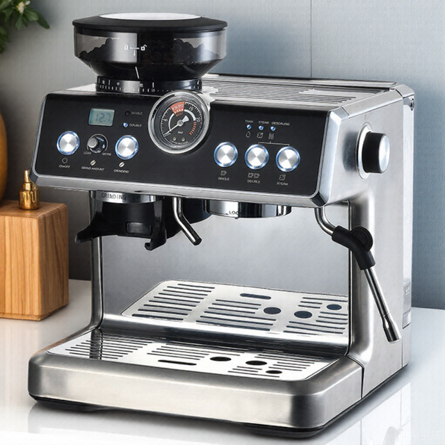 Semi-Automatic Espresso Machine with Built-in Grinder, 20 Bar ULKA Pump & Double Instant Thermoblocks