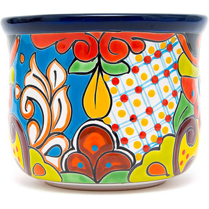 Maceta Circular de Cerámica Mexicana Talavera o Maceta para Flores - Product Image 1