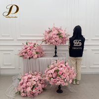 Arrangement floral romantique rose artificiel JINDA, composition de roses mélangées, centre de table de mariage, boule florale en soie