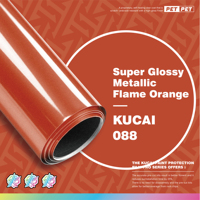KUCAI 1.52*17meter Super Glossy Metallic Flame Orange Gloss Original Paint Car Wrapping Wraps Vinyl Wrap Colors