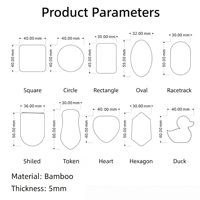 Porte-clés vierge en bambou Moso, personnalisable par gravure laser, logo sur mesure, cadeau souvenir d'entreprise créatif, ornement portable pour sac