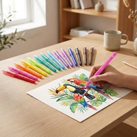 Marqueur d'art professionnel thermosensible effaçable, stylo de couleur avec 12 couleurs pour les livres de coloriage pour adultes
