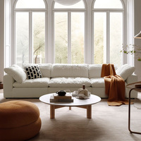 Canapé modulaire d'angle en tissu pliable à plumes, pour salon, style nordique moderne, blanc