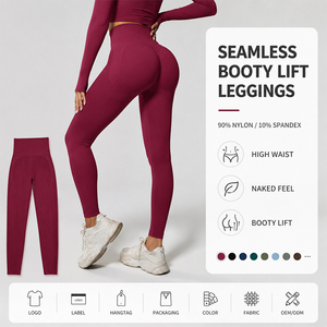 Leggings de Yoga Sin Costuras para Mujer, Cintura Alta, Control de Abdomen, Alta Elasticidad, Efecto Levanta Glúteos, Pantalones Deportivos para Gimnasio - Product Image 1