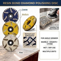Disque de polissage diamanté à liant résineux pour meuleuse d'angle, pour marbre, granit, pierre, polissage humide ou à sec