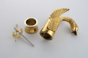 Châu Âu Sáng Tạo Sang Trọng Swan Boong Gắn Đồng Thau Che Giấu Aerator Vàng Phòng Tắm Lưu Vực Vòi - Product Image 5