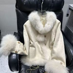 Commercio all'ingrosso 2025 autunno moda donna soffice pelliccia di volpe giacca S capospalla chiusura con bottone in corno motivo stampato traspirante - Product Image 4