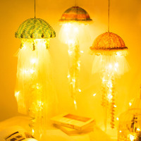 Kit DIY de lampe suspendue en forme de méduse tricotée à la main, colorée, avec du coton et du polyester pour les loisirs créatifs pour bébés