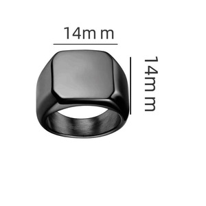 Bague géométrique gravée sur mesure, plaquée or 18 carats, en acier inoxydable, bague moderne pour homme, cadeau - Product Image 4
