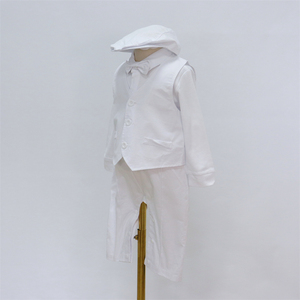 Le plus récent costume de garçon blanc 3 pièces avec chapeau coton barboteuse garçons bébé vêtements ensemble bébé garçon barboteuse - Product Image 4