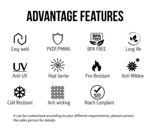 <span class=keywords><strong>Bâche</strong></span> robuste TN3085BAC 850g résistante au feu, en toile PVC imperméable avec protection UV pour tentes et abris industriels - Product Image 5