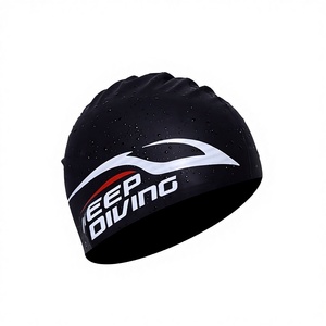 Keepdiving Bonnet de bain en silicone élastique style particules, professionnel pour la compétition, pour femmes et adultes, couleur unie, pour cheveux longs, avec protection des oreilles, modèle export - Product Image 1