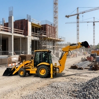 JC-488 Backhoe Loader 4m Dig Quick Hitch Custom Attachments Wheel Loader Mesin Yuchai untuk Konstruksi Pertanian