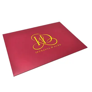 OEM özel logo mat laminasyon düğün davetiyesi cüzdan zarf altın folyo zarflar ambalaj