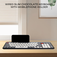 Jedel Clavier filaire d'ordinateur à 100 touches avec support de téléphone Clavier USB pour Windows Mac PC Portable
