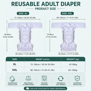 Babyshow <span class=keywords><strong>Couche</strong></span>-culotte en tissu réutilisable pour adulte, imperméable, respirante, <span class=keywords><strong>lavable</strong></span>, sous-vêtement d'incontinence avec protection anti-fuites pour personnes <span class=keywords><strong>âgée</strong></span>s - Product Image 2