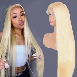 Aliqueen Express Promotie Europese Russische Blonde 613 Braziliaanse Straight Virgin Remy Human Hair Lace Front Pruik