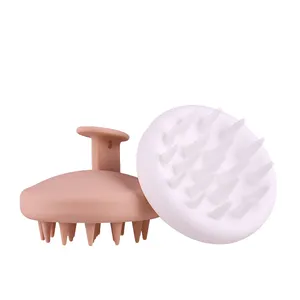 Escova de shampoo de silicone para personalização, escova massageadora eco-couro cabeludo