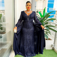 Robe de soirée longue formelle pour femme, col en V, avec sequins diamantés, en mousseline, effet deux-pièces, grande taille, pour l'été, avec boutons décoratifs