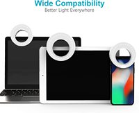 Bestseller Wiederaufladbares Tragbares LED-Selfie-Blitzringlicht mit Clip 3-Stufen Helligkeit Weißes ABS-Material Handy-Studio-Video