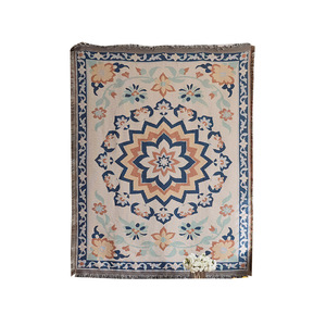 Tapisserie murale bohème en coton tissé, motif floral abstrait, décoration rectangulaire à suspendre pour salon, chambre et intérieur - Product Image 5