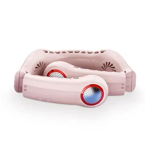 Handheld outdoor fan 4000mAh, neck mounted display screen, three speed fan, USB charging, pink for women only