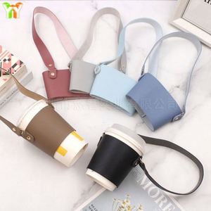 Reusable Cup Holder Strap with Handle Tie Leather Made Portable Cup Holder for Cold / Hot Coffee Water Portable <b>Drink</b> Carrier - Product Image 6