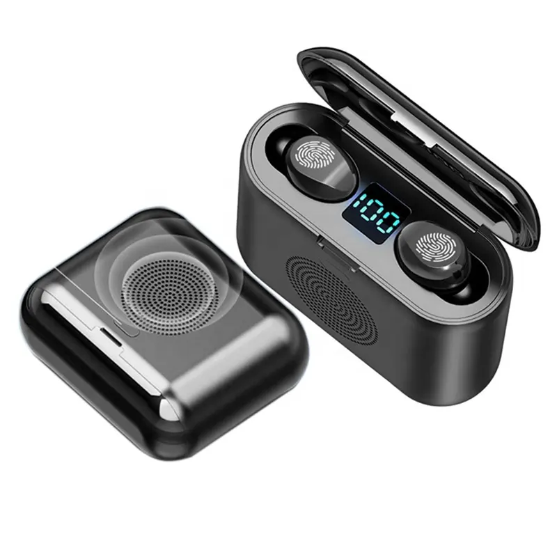 3 en 1 F9 TWS Mini BT 5.0 Écouteur Intelligent Toucher in-ear Casque Sans Fil Casque 9D Hifi Enceinte Surround avec La Banque De Puissance