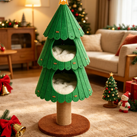 Poteau à gratter et lit pour chat de luxe en forme de sapin de Noël avec matériau en feutre pour usage intérieur