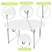 Banquet de mariage en plein air de haute qualité 5ft empilable bi-fold table 60 pouces tables rondes en plastique pliantes pour événements fête