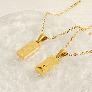 Zogxin Letter Pendant Necklace Gold Plated Stainless Steel Rectangular Alphabet Chain For Women Everyday Wear - Product Image 4