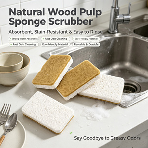 Éponge de cuisine écologique biodégradable en pulpe de sisal naturelle, coton et cellulose, très résistante, épaisseur 20 mm - Product Image 1
