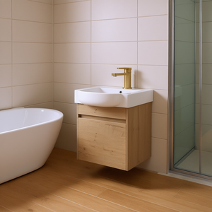 Meuble-lavabo de salle de bain avec vasque 16 pouces, fermeture douce, sur pied, style moderne en bois contemporain pour petites salles de bain - Product Image 2