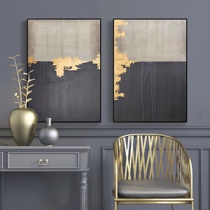 Bộ tranh nghệ thuật treo tường hiện đại trừu tượng mạ vàng, vẽ tay, chất liệu vải bố, kích thước lớn, đóng khung, trang trí nhà cửa, văn phòng (<span class=keywords><strong>2</strong></span> bức) - Product Image 5