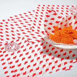 Papier d'emballage pour sandwichs, hamburgers, pizzas et snacks, 12x12 pouces, personnalisé avec logo, résistant à la graisse, qualité alimentaire. - Product Image 1