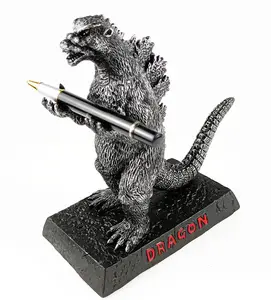 Accesorios de escritorio de oficina Monster King Godzilla, soporte para bolígrafos, organizador de llaves de exhibición, soporte para lápices de dinosaurio de Caballero de resina