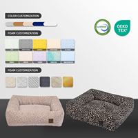 Canapé-lit orthopédique de luxe personnalisé en mousse à mémoire de forme à imprimé léopard pour chien et chat, coussins antidérapants pour animaux de compagnie, housse amovible lavable