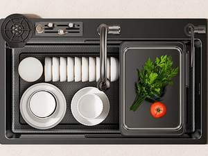 Évier de cuisine en acier inoxydable 304, grand bac unique, multifonctionnel, à poser en surélevé/encastré/encastré à plat pour usage domestique - Product Image 4