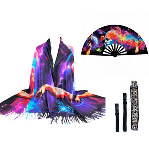 Bufanda de Cachemira de Alta Calidad, 2 en 1, Grande, Unisex, con Protección UV, para Fiestas Rave, Chal, Pashmina, para Festivales de Música, Baile - Product Image 3