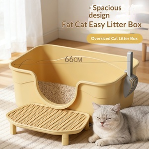 Bac à litière pour chat extra large semi-fermé en PP, côtés hauts, anti-éclaboussures, design carré, pour Maine Coon et foyers multi-chats - Product Image 4
