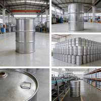 Fût à huile d'olive en acier inoxydable de qualité alimentaire, conforme aux normes européennes ISO, 200 litres, entièrement équipé avec couvercle et valve, OEM
