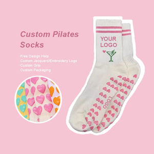 महिलाओं के कस्टम लोगो एंटी-स्लिप जिम के साथ युवा समूह योग पकड़ मोजे मोजे को नीचे पेशेवर पिलेट्स सॉक - Product Image 2