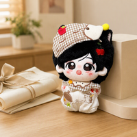 Poupée en peluche personnalisée Ours à carreaux avec béret et barboteuse crème, brodée, objet de collection, cadeau pour fans, vente en gros